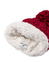 Basket Weave Plush Beanie Hat with Pom Pom - Deep Red - LATTELOVE Co.
