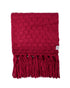 Basket Weave Tassel Wrap Scarf - Deep Red - LATTELOVE Co.