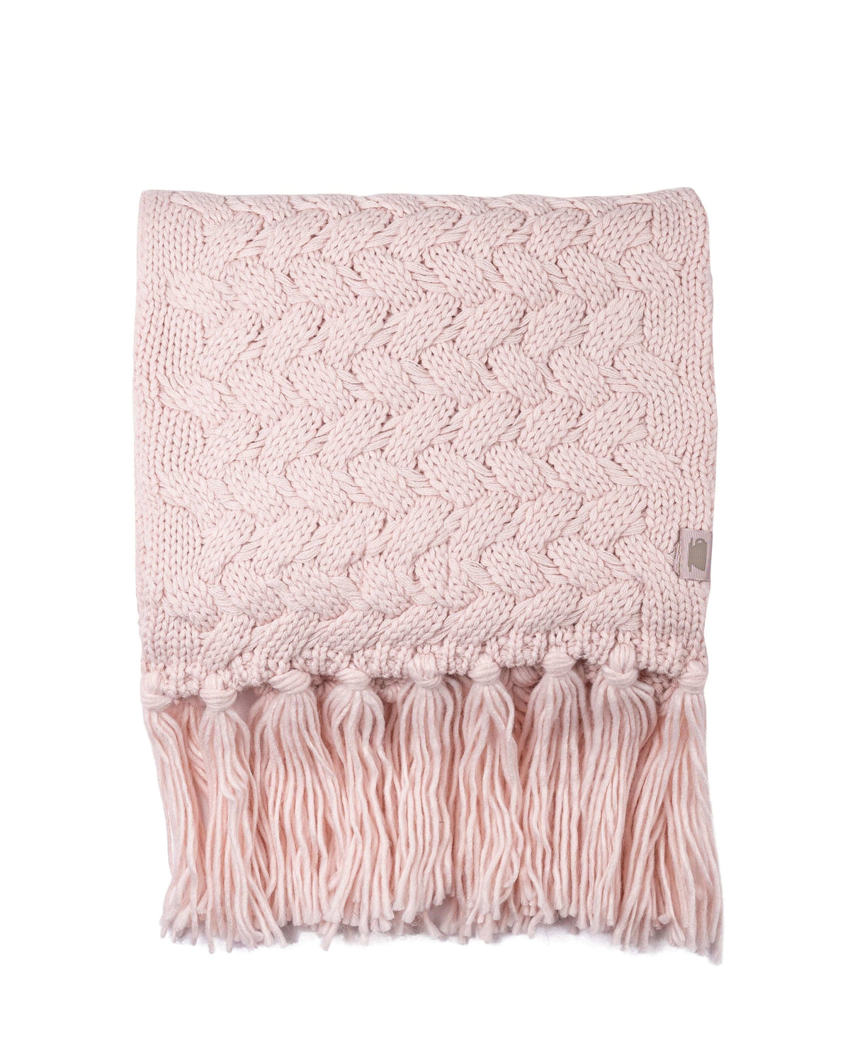 Basket Weave Tassel Wrap Scarf - Millennial Pink - LATTELOVE Co.