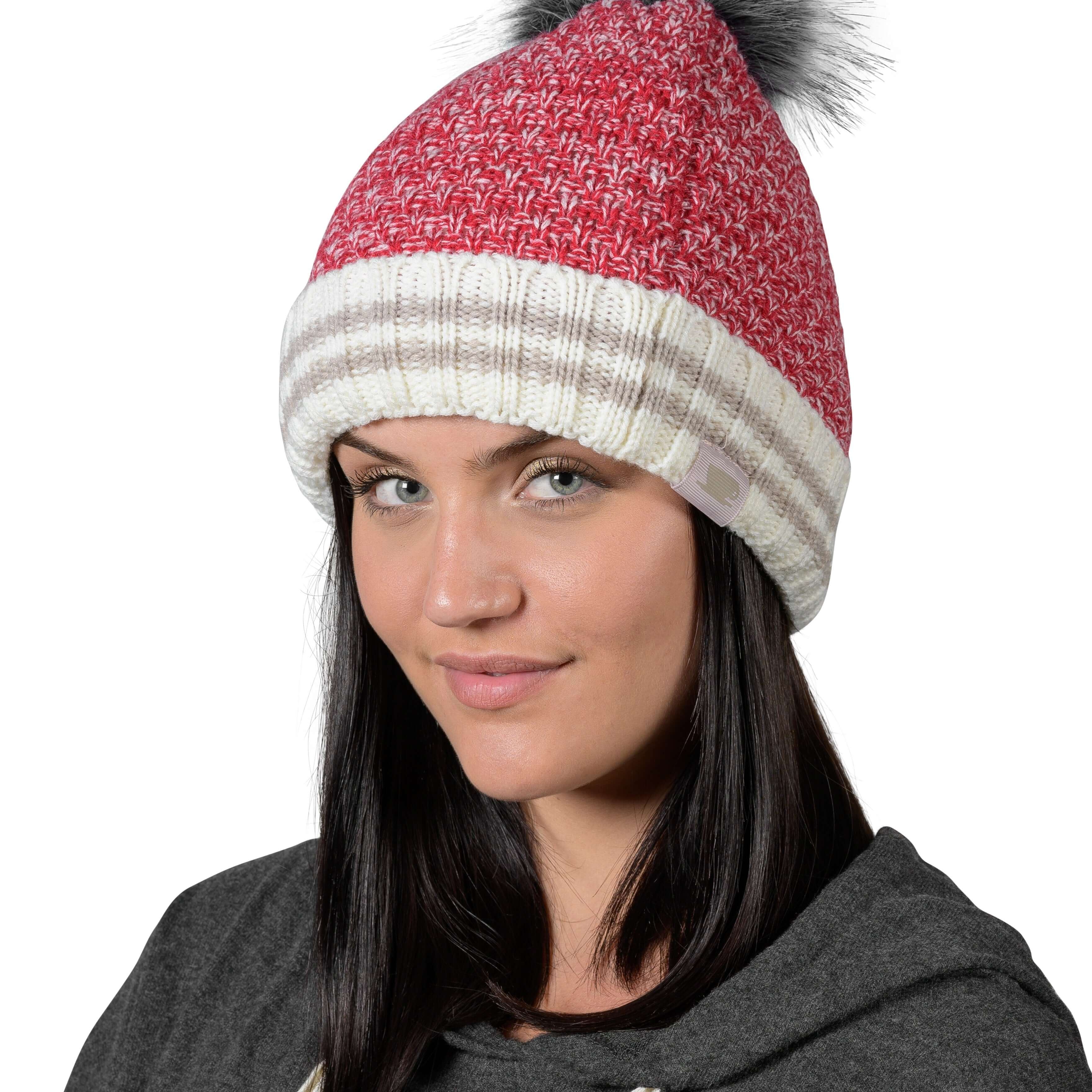 Canadiana Knit Hat - Deep Red - LATTELOVE Co.