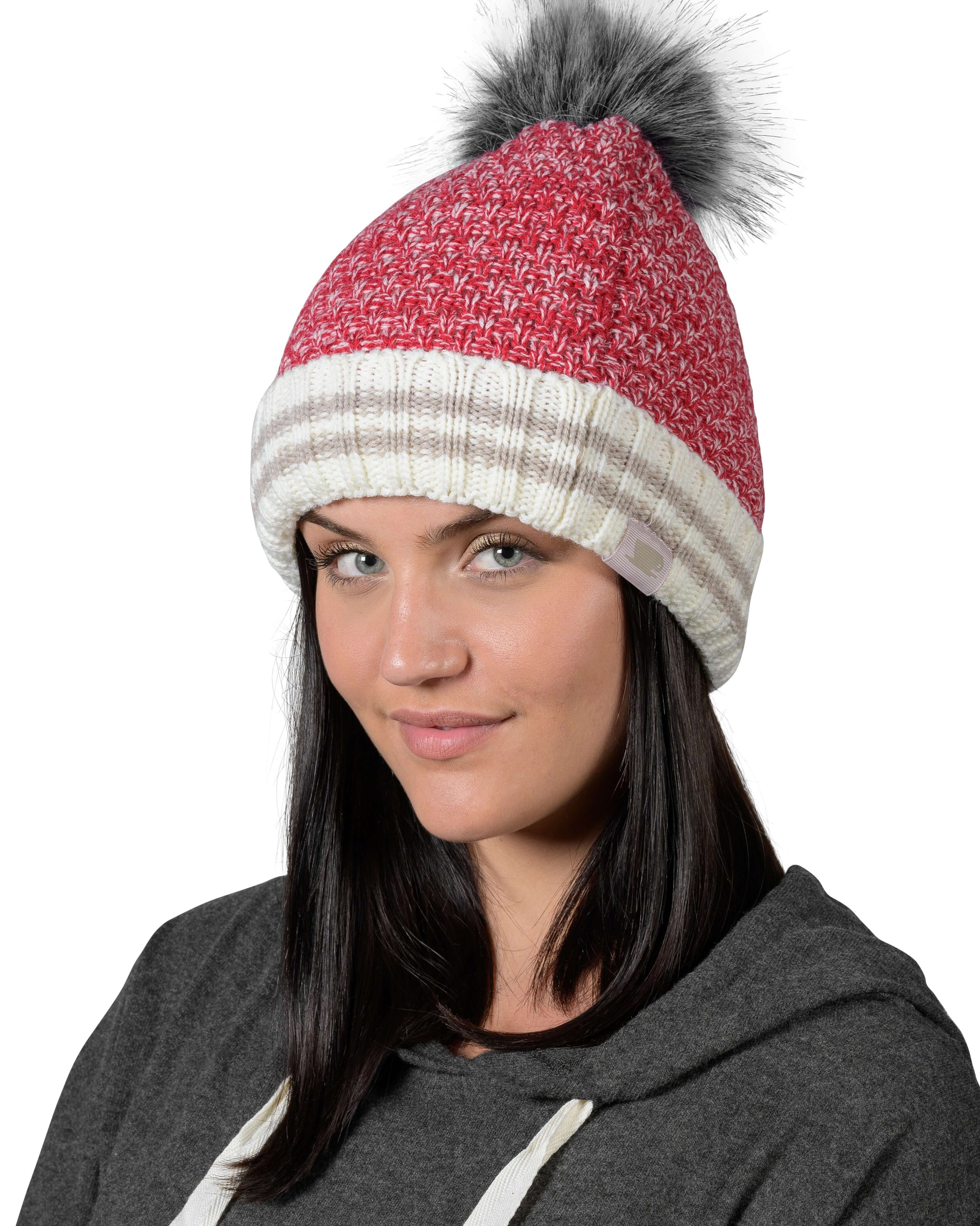 Canadiana Knit Hat - Deep Red - LATTELOVE Co.