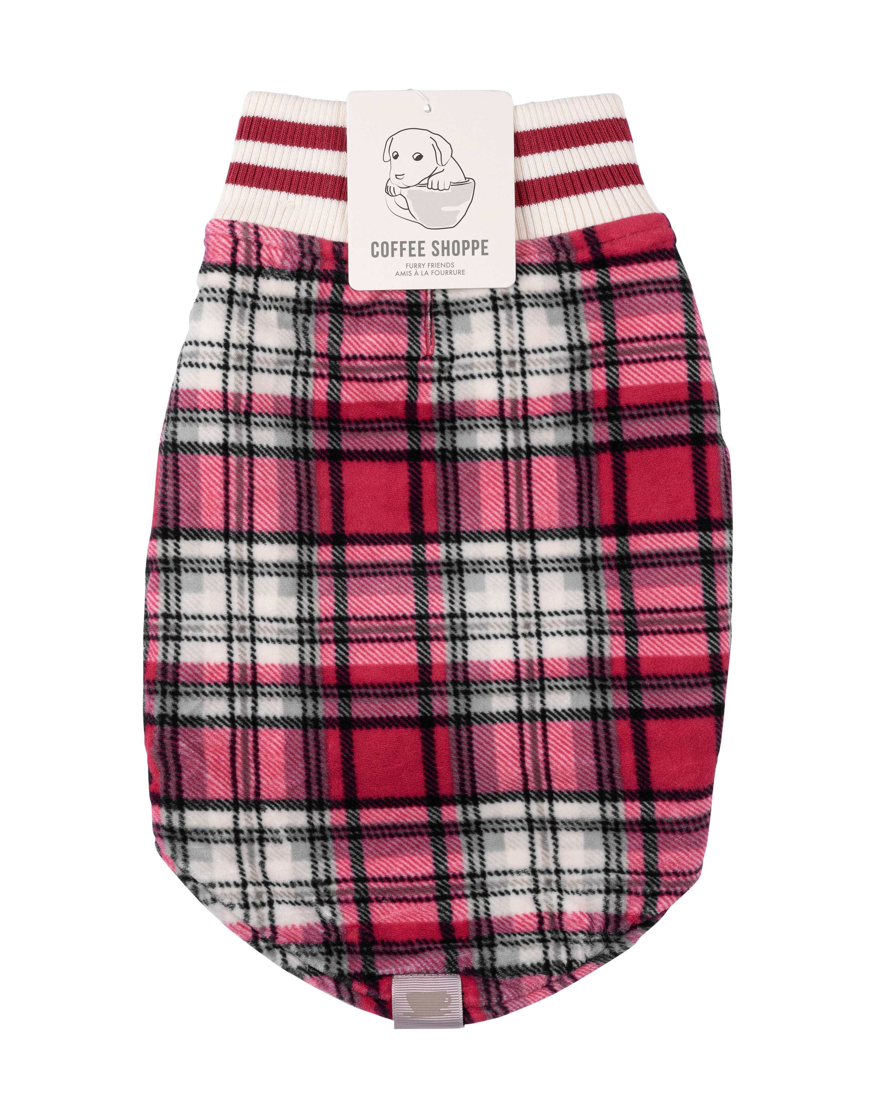 Canadiana Plaid Puppy Coat with Shawl Collar - Deep Red Tartan Plaid - LATTELOVE Co.