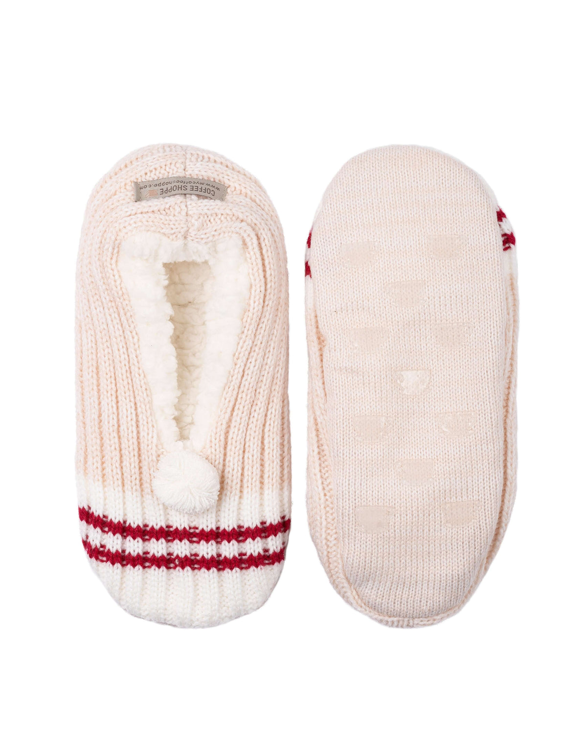 Canadiana Plush Pom-Pom Slippers - Millennial Pink - LATTELOVE Co.