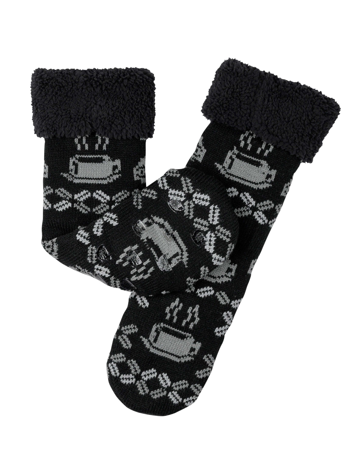 Coffee Cup Lounge Socks - Black - LATTELOVE Co.