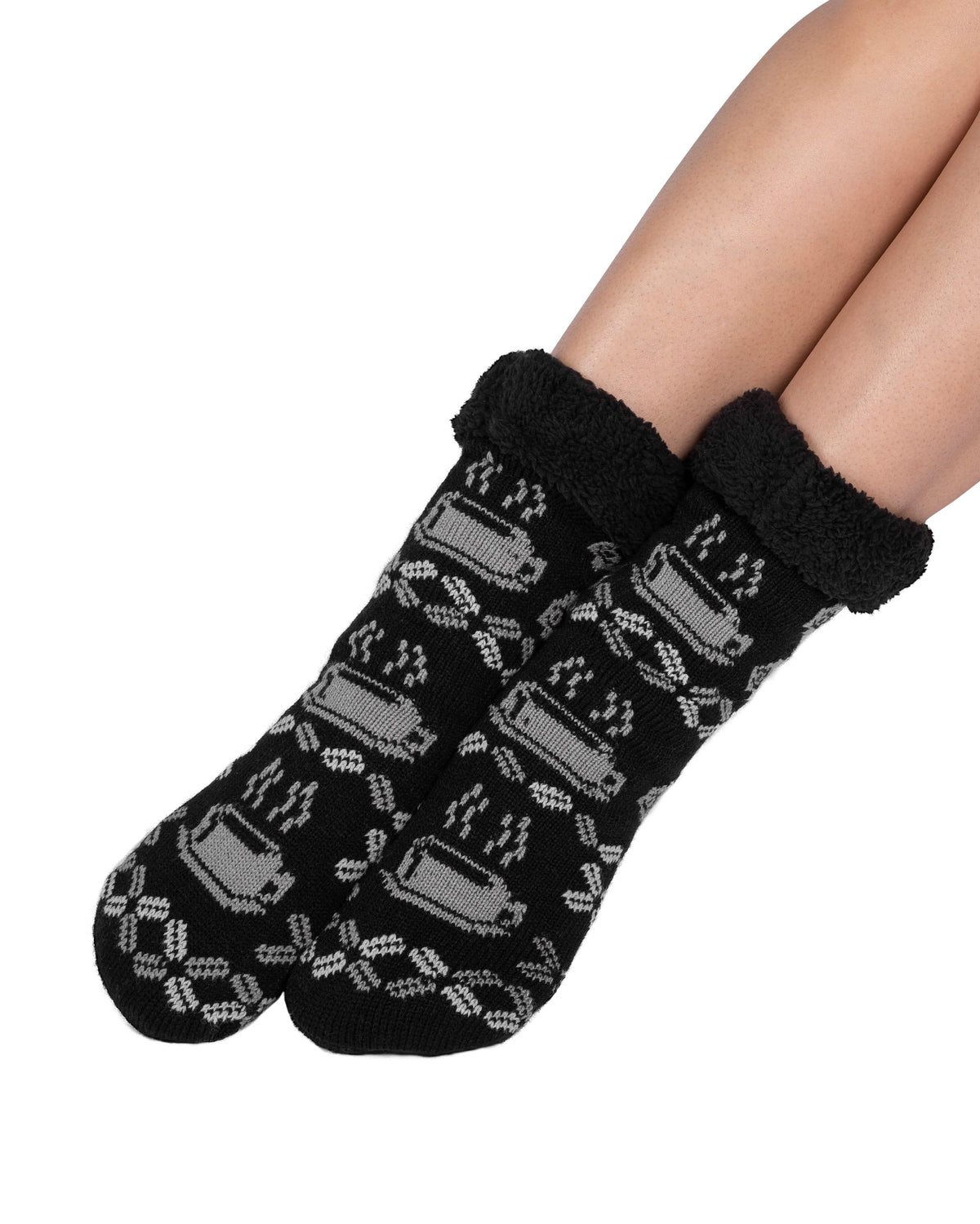 Coffee Cup Lounge Socks - Black - LATTELOVE Co.
