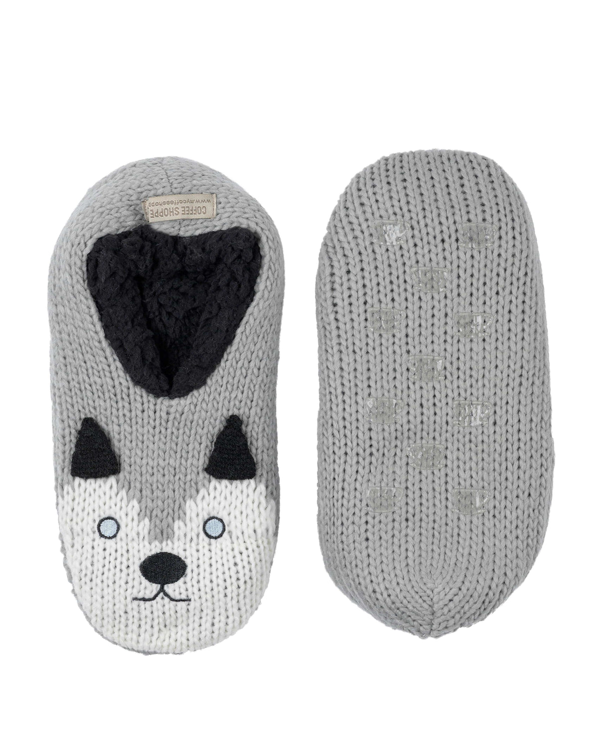 Critter Ankle Slippers - Husky (Wild Dove) - LATTELOVE Co.