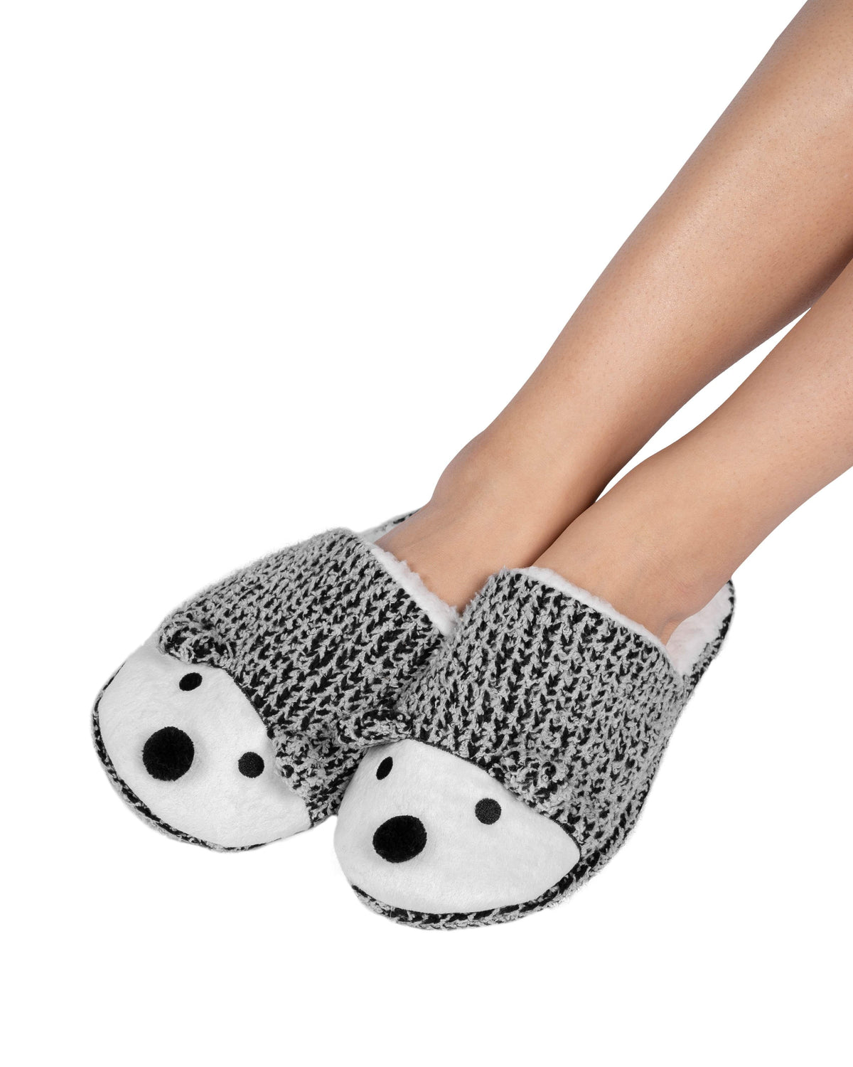 Critter Slide Slipper with hard-bottom sole - Hedgehog (Wild Dove) - LATTELOVE Co.