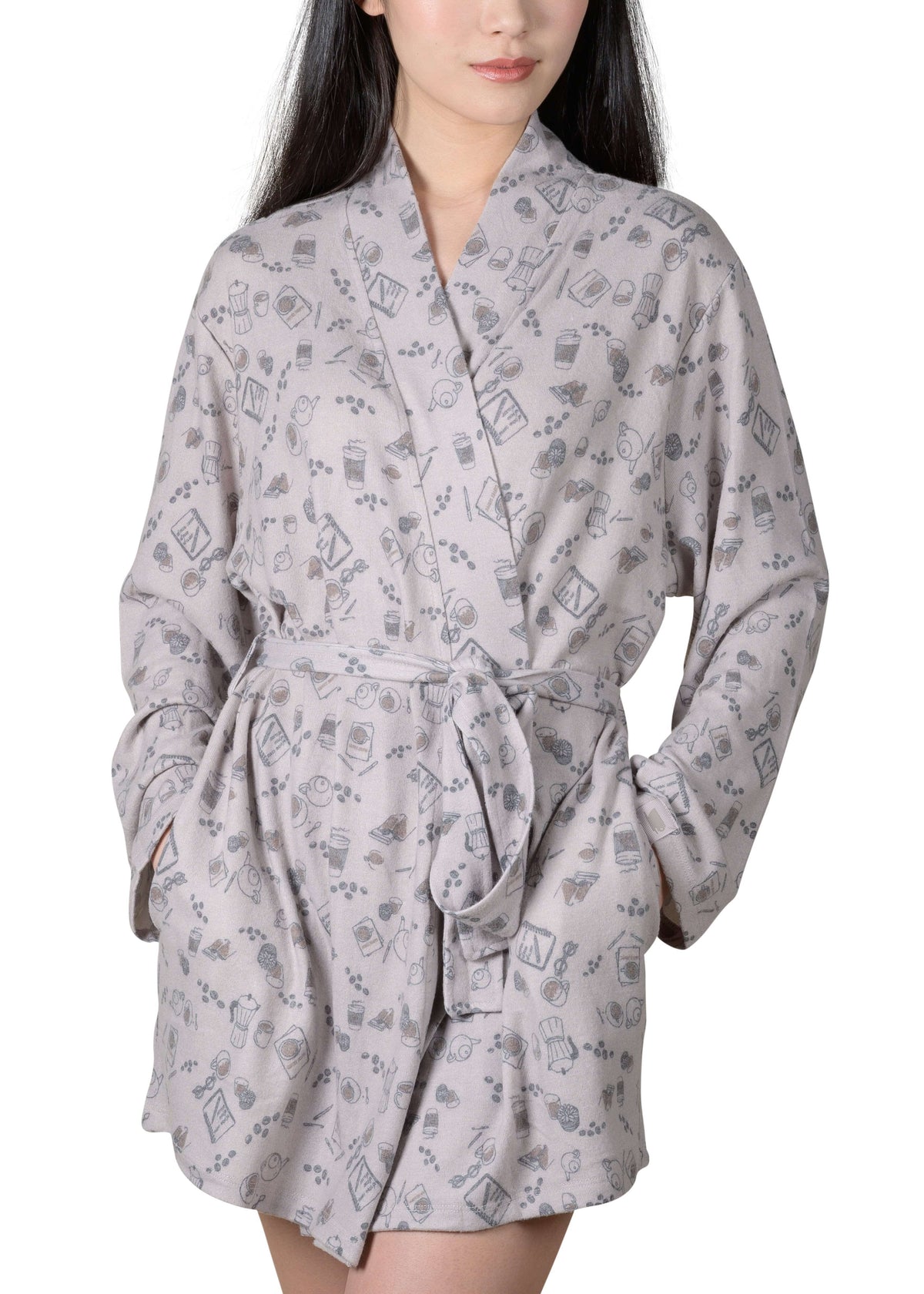 Java and Script Wrap-It-Up Reading Robe - Silver Cloud - LATTELOVE Co.