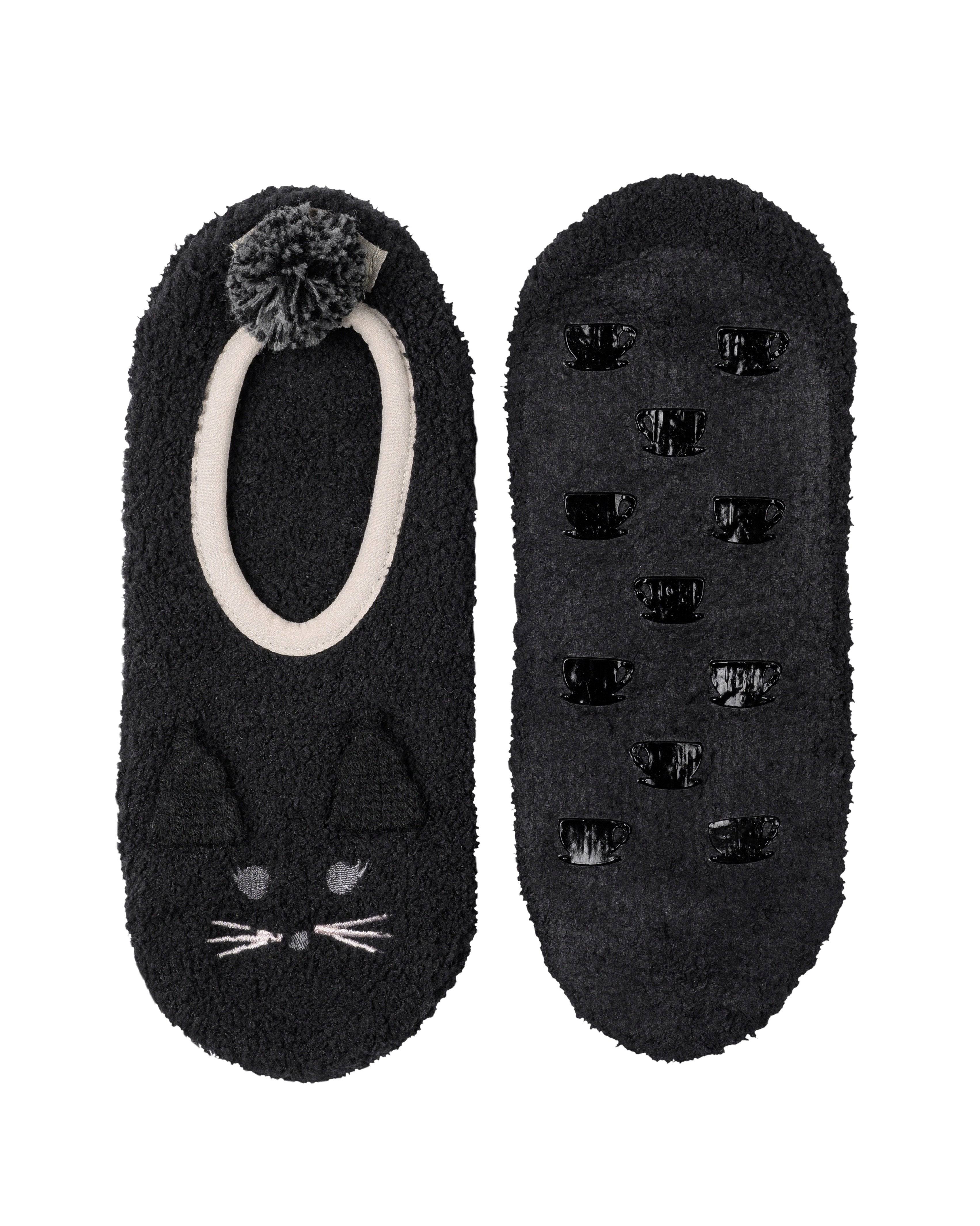 Marshmallow Animal Footlet - Cat (Black) - LATTELOVE Co.