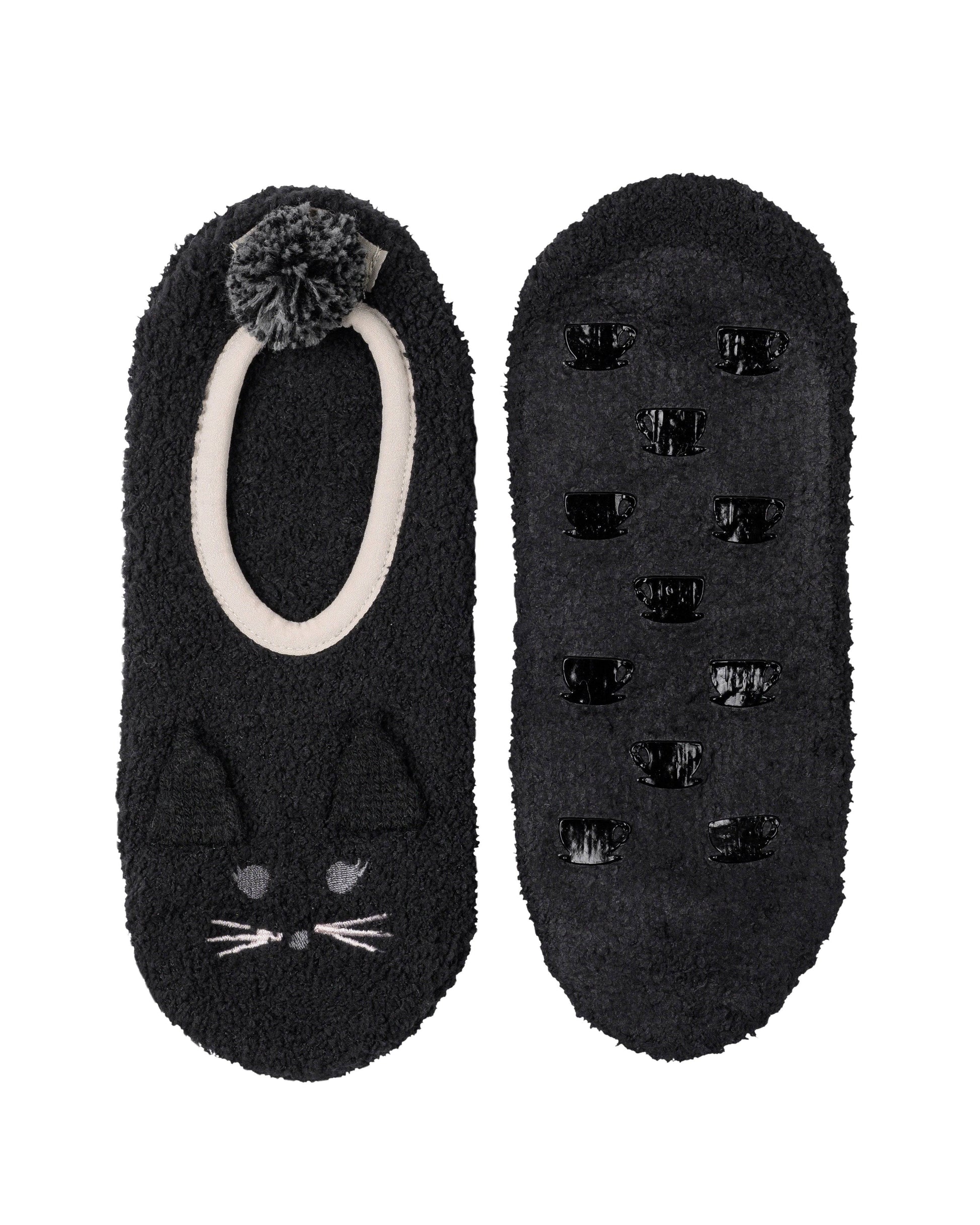 Marshmallow Animal Footlet - Cat (Black) - LATTELOVE Co.