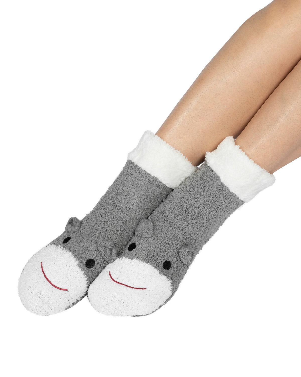 Marshmallow Critter Sock - Sock Monkey (Wild Dove) - LATTELOVE Co.