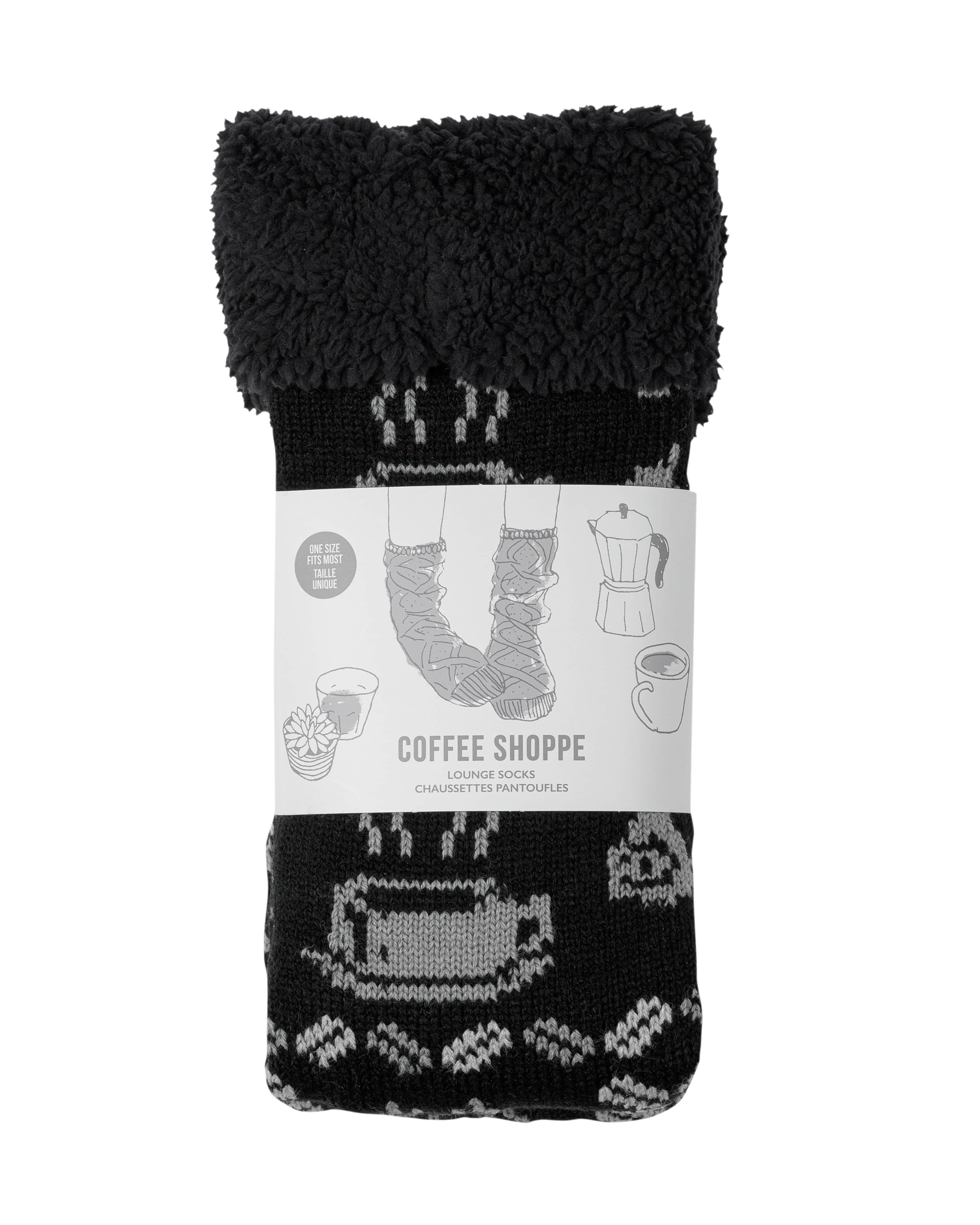 Coffee Cup Lounge Socks - Black - LATTELOVE Co.