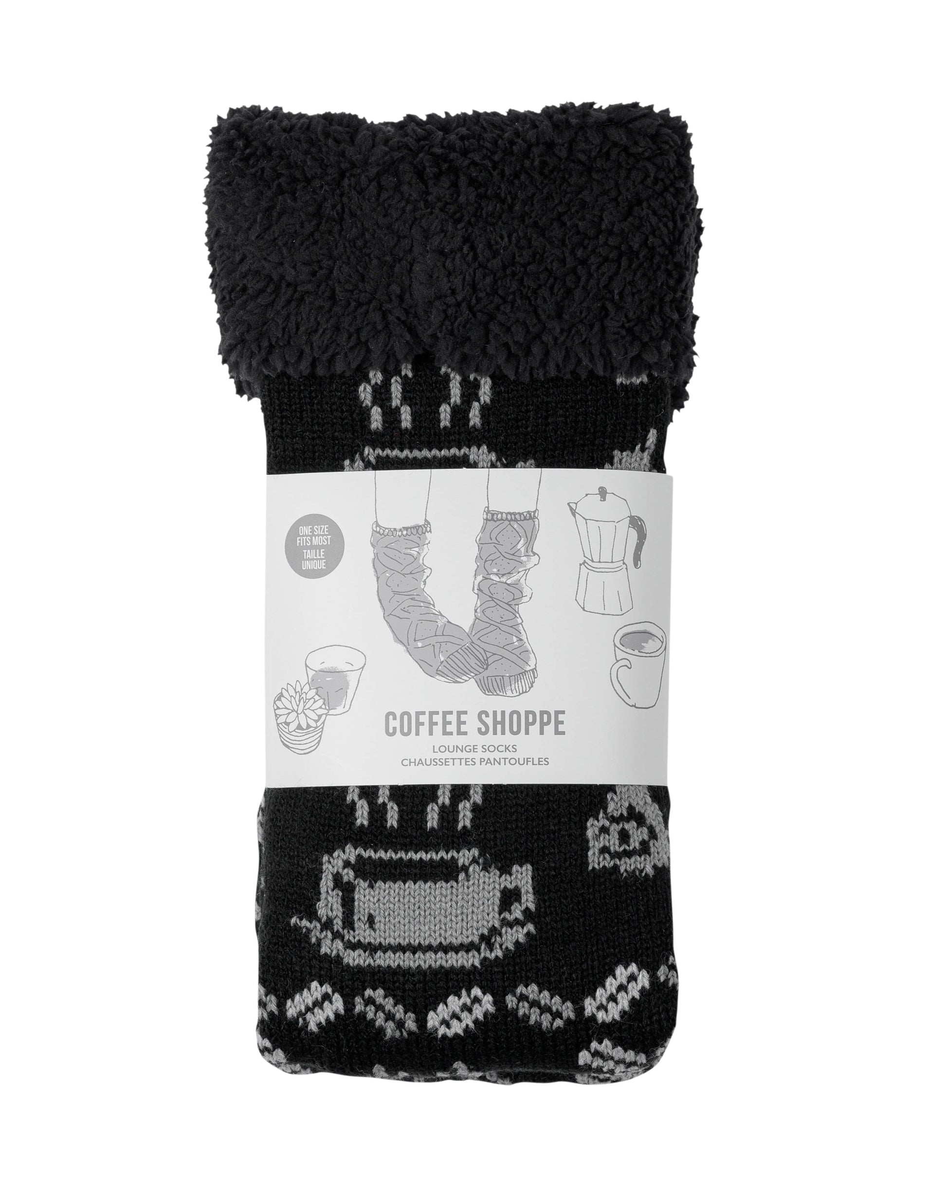 Coffee Cup Lounge Socks - Black - LATTELOVE Co.