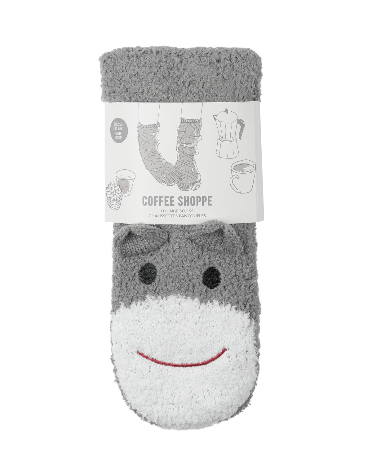 Marshmallow Critter Sock - Sock Monkey (Wild Dove) - LATTELOVE Co.