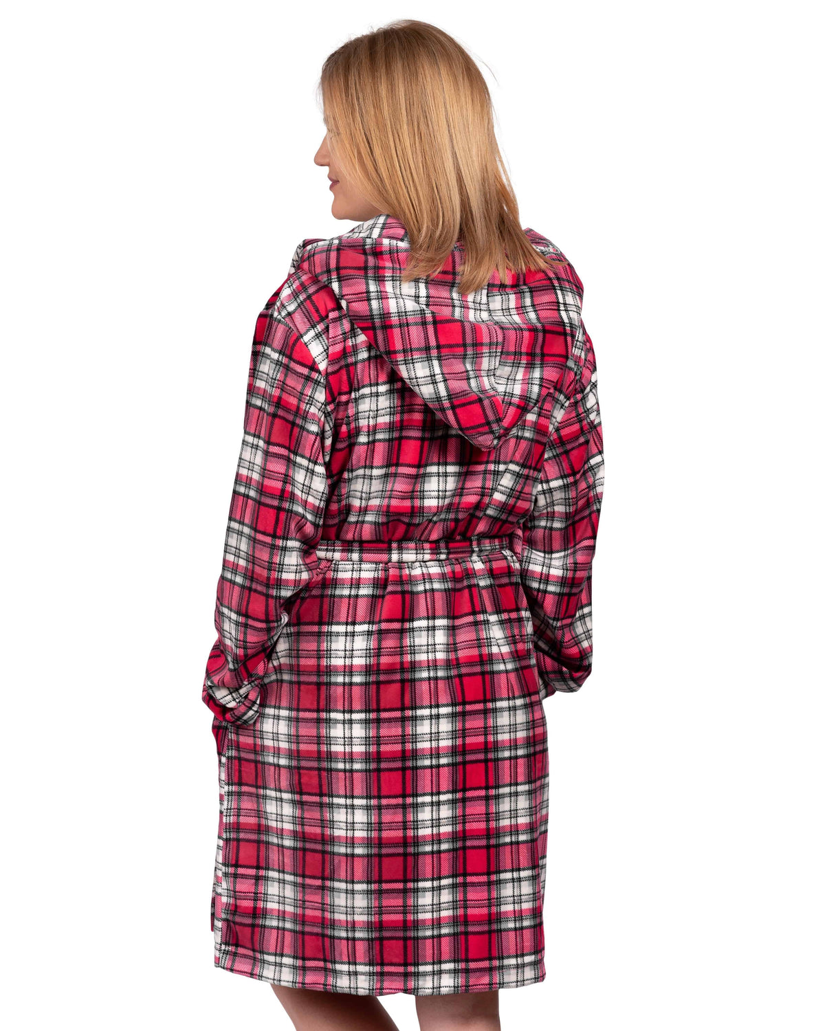 Stay-At-Home Lounge Robe - Deep Red Tartan Plaid - LATTELOVE Co.