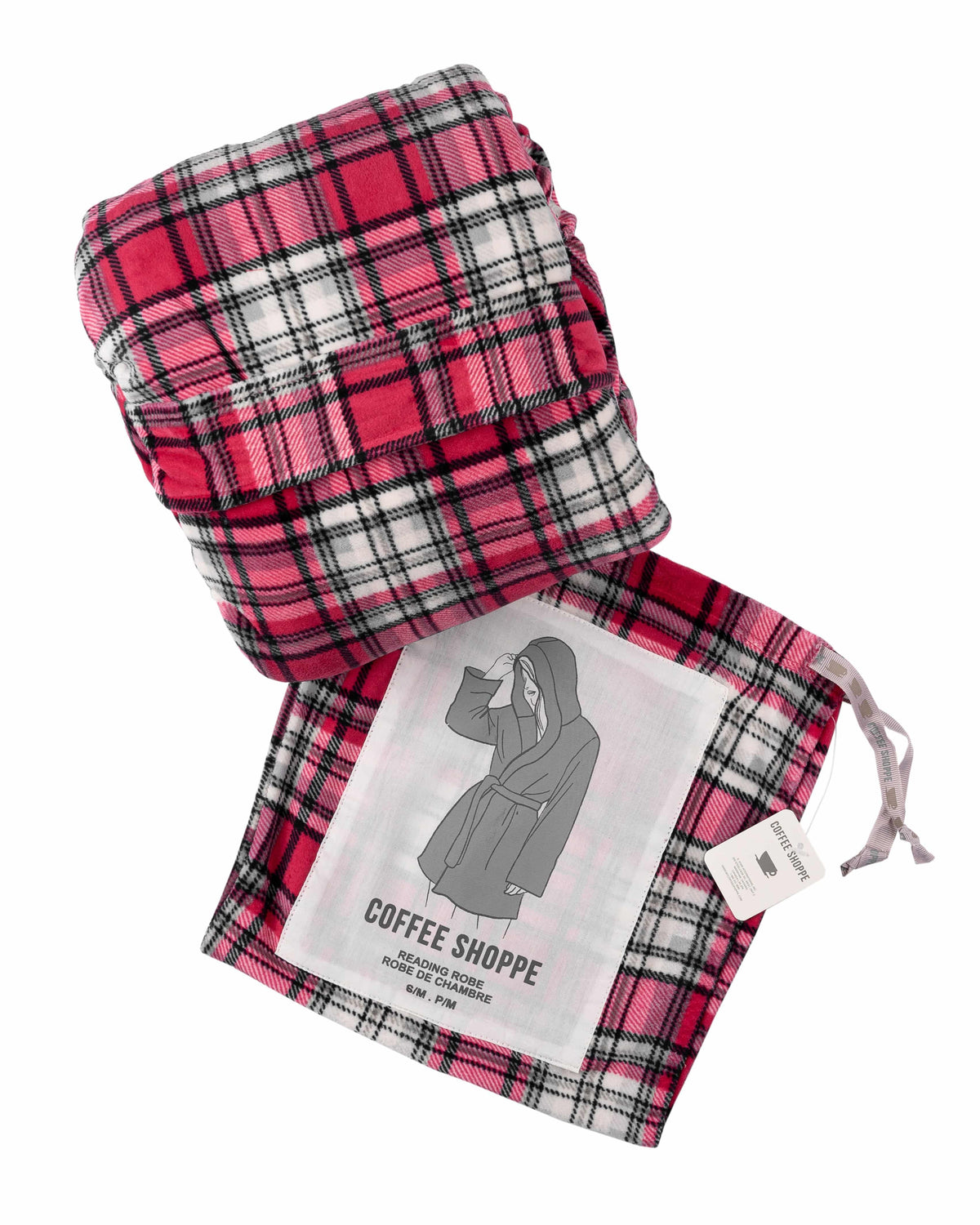 Stay-At-Home Lounge Robe - Deep Red Tartan Plaid - LATTELOVE Co.