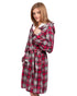 Stay-At-Home Lounge Robe - Deep Red Tartan Plaid - LATTELOVE Co.