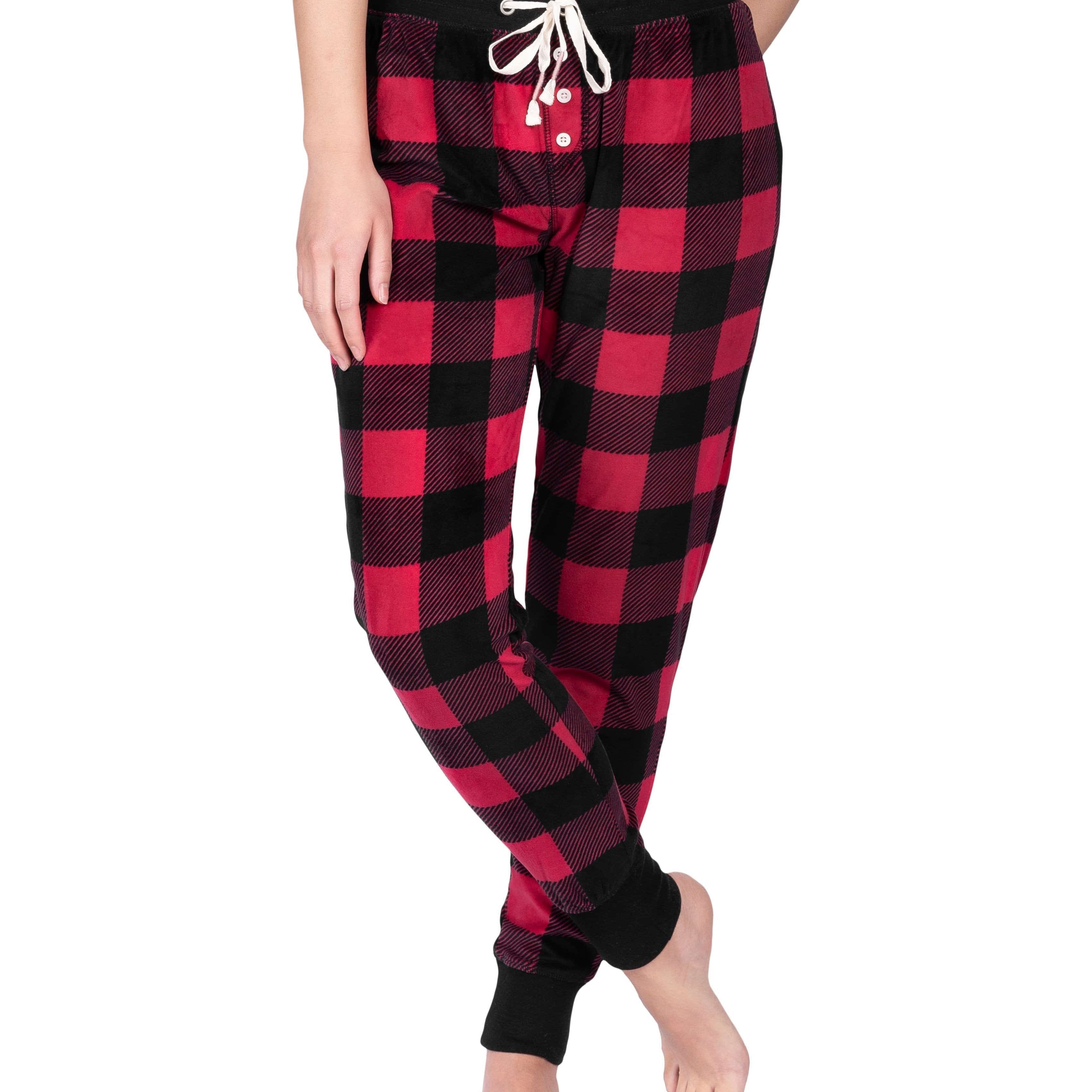 Stay-At-Home Lounge Jogger - Deep Red Buffalo Plaid - LATTELOVE Co.