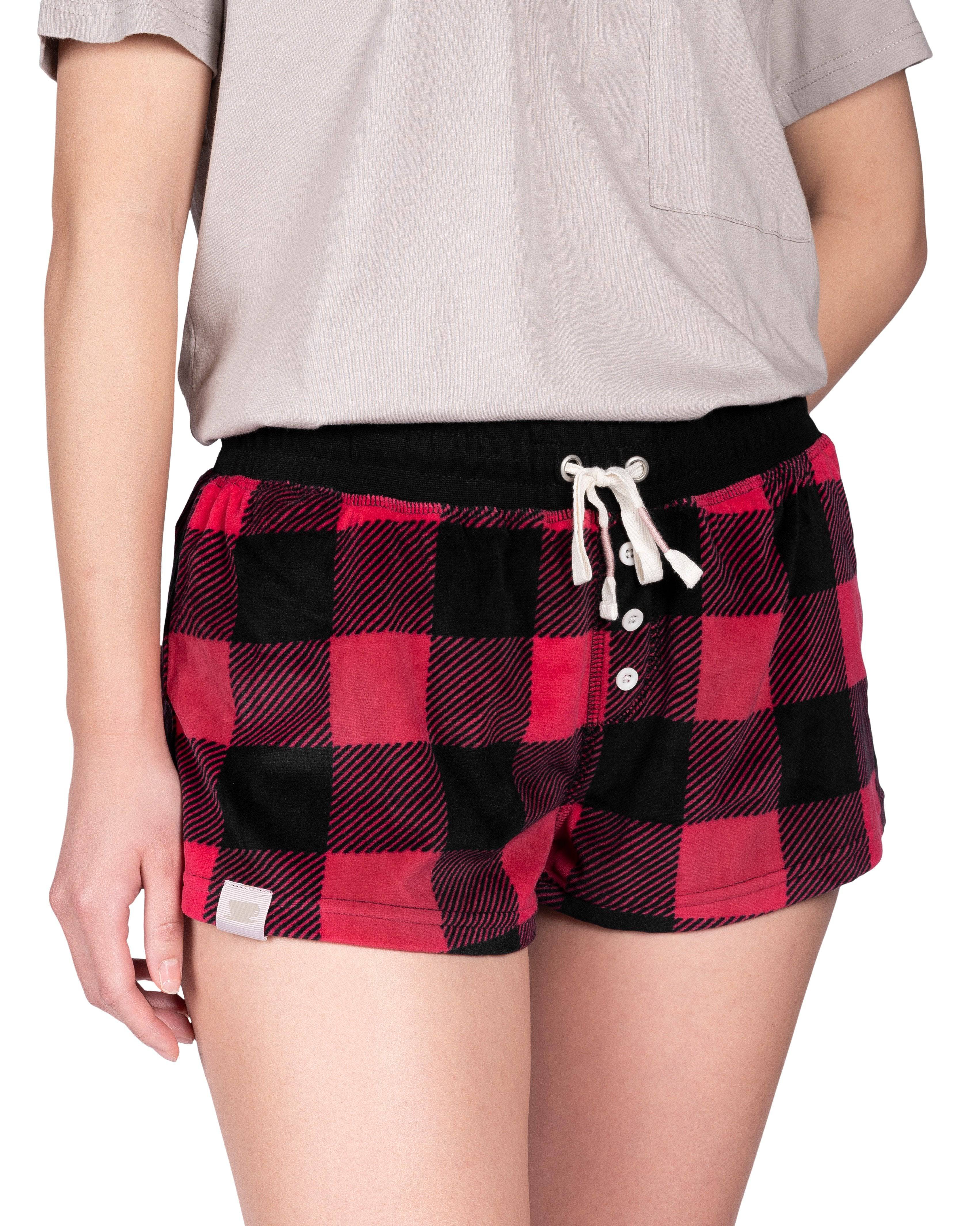 Stay-At-Home Lounge Short - Deep Red Buffalo Plaid - LATTELOVE Co.