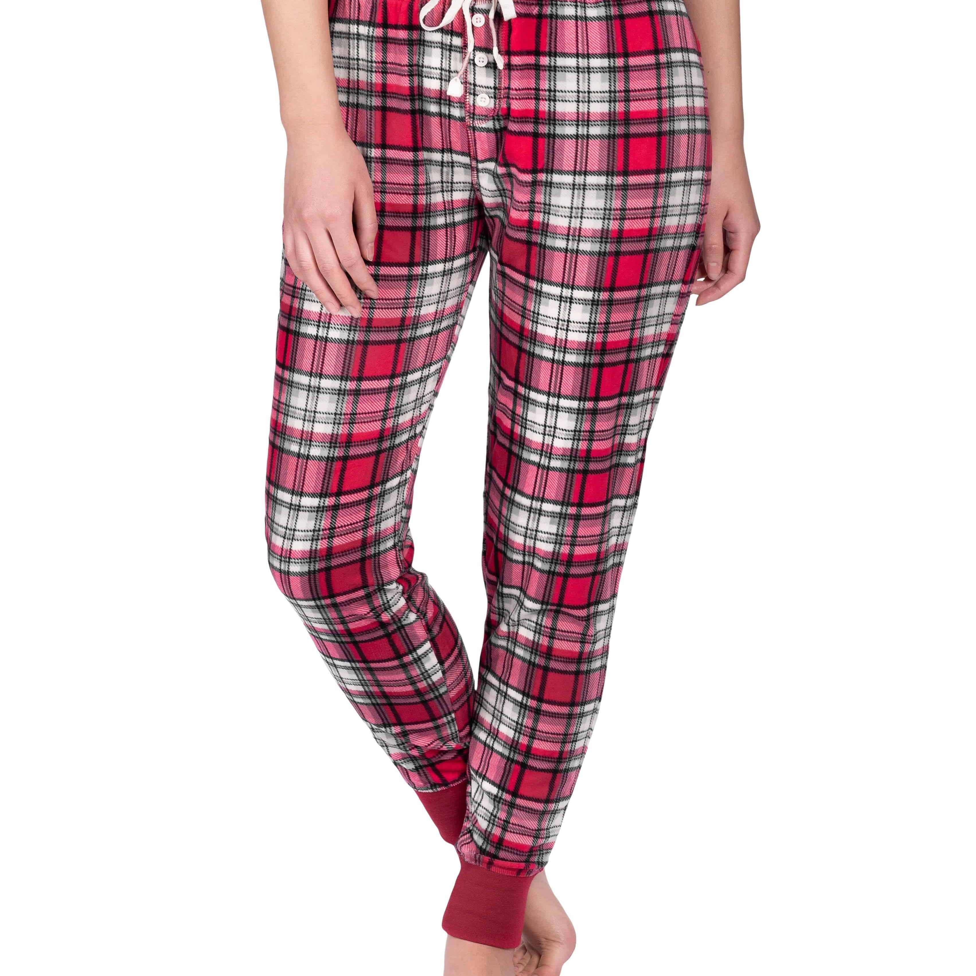 Stay-At-Home Lounge Jogger - Deep Red Tartan Plaid - LATTELOVE Co.