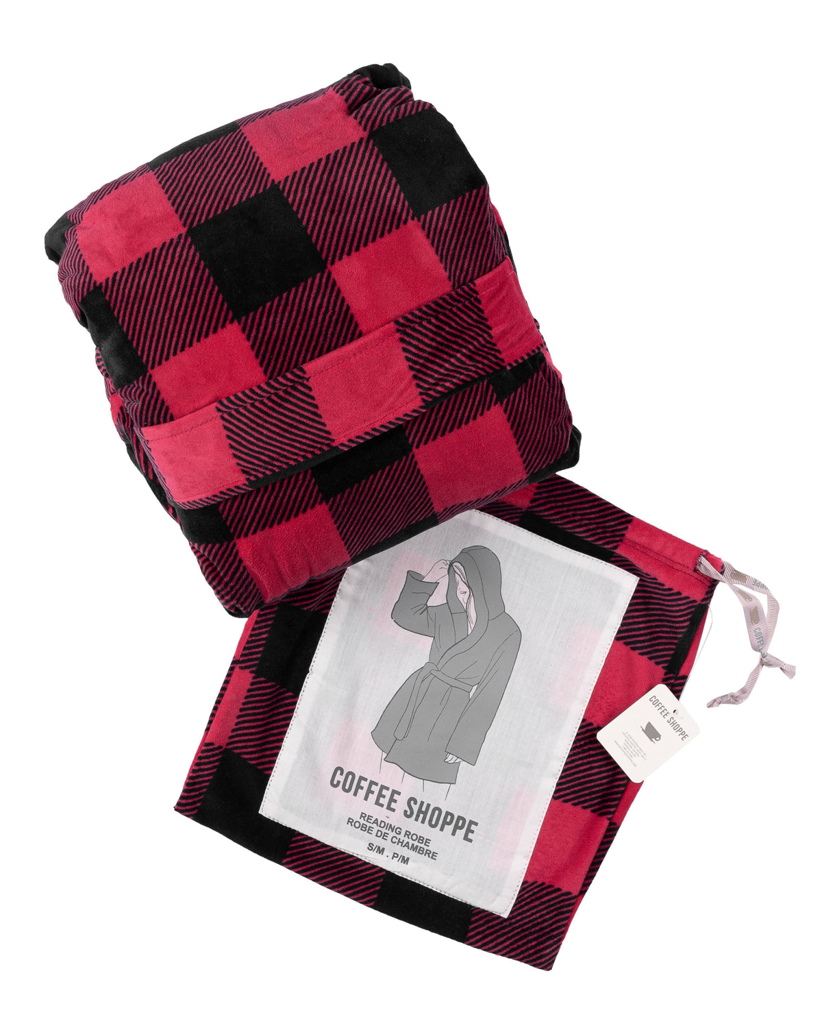 Stay-At-Home Lounge Robe - Deep Red Buffalo Plaid - LATTELOVE Co.