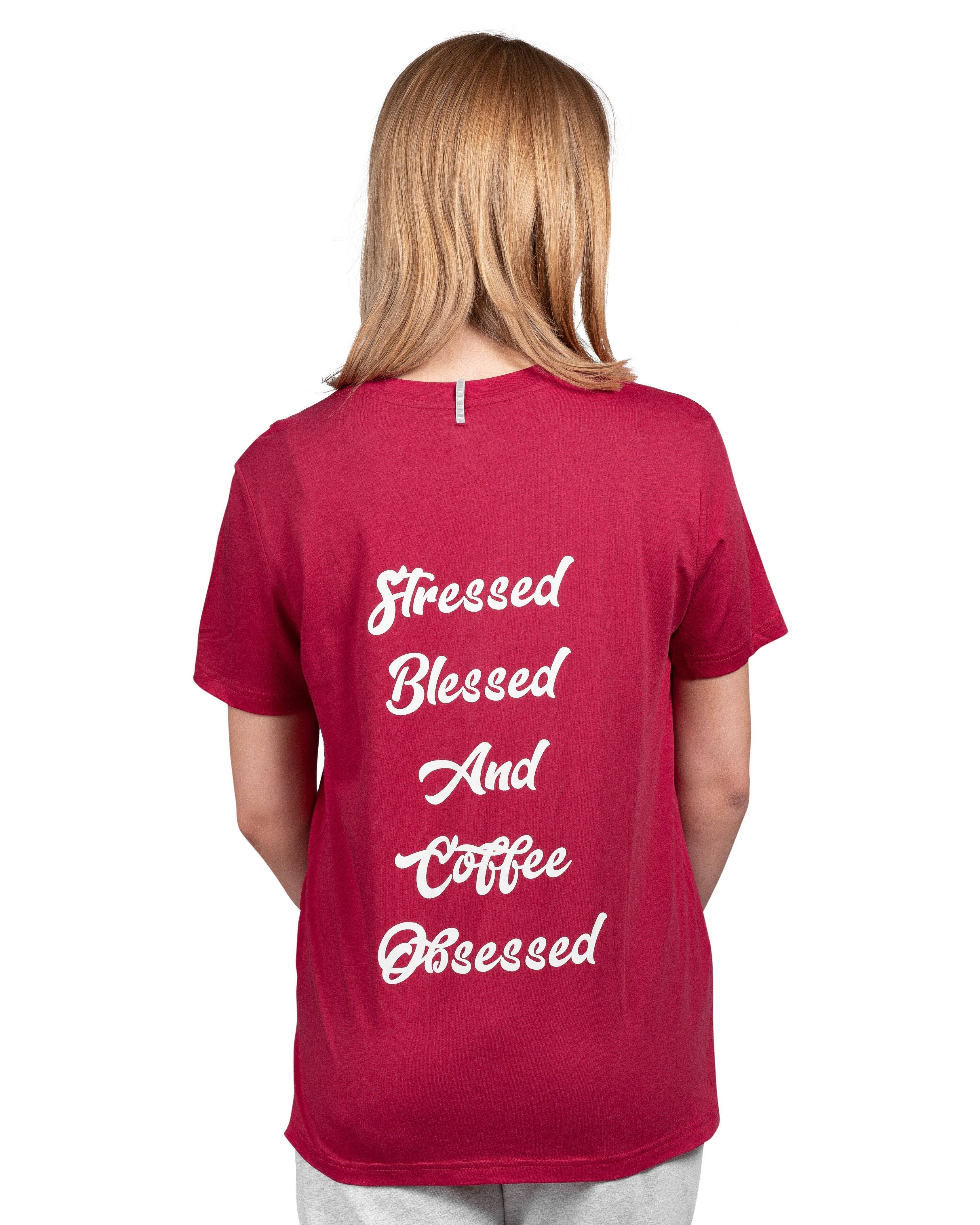 Current Mood Boyfriend T-Shirt - Stressed Blessed And Coffee Obsessed - LATTELOVE Co.