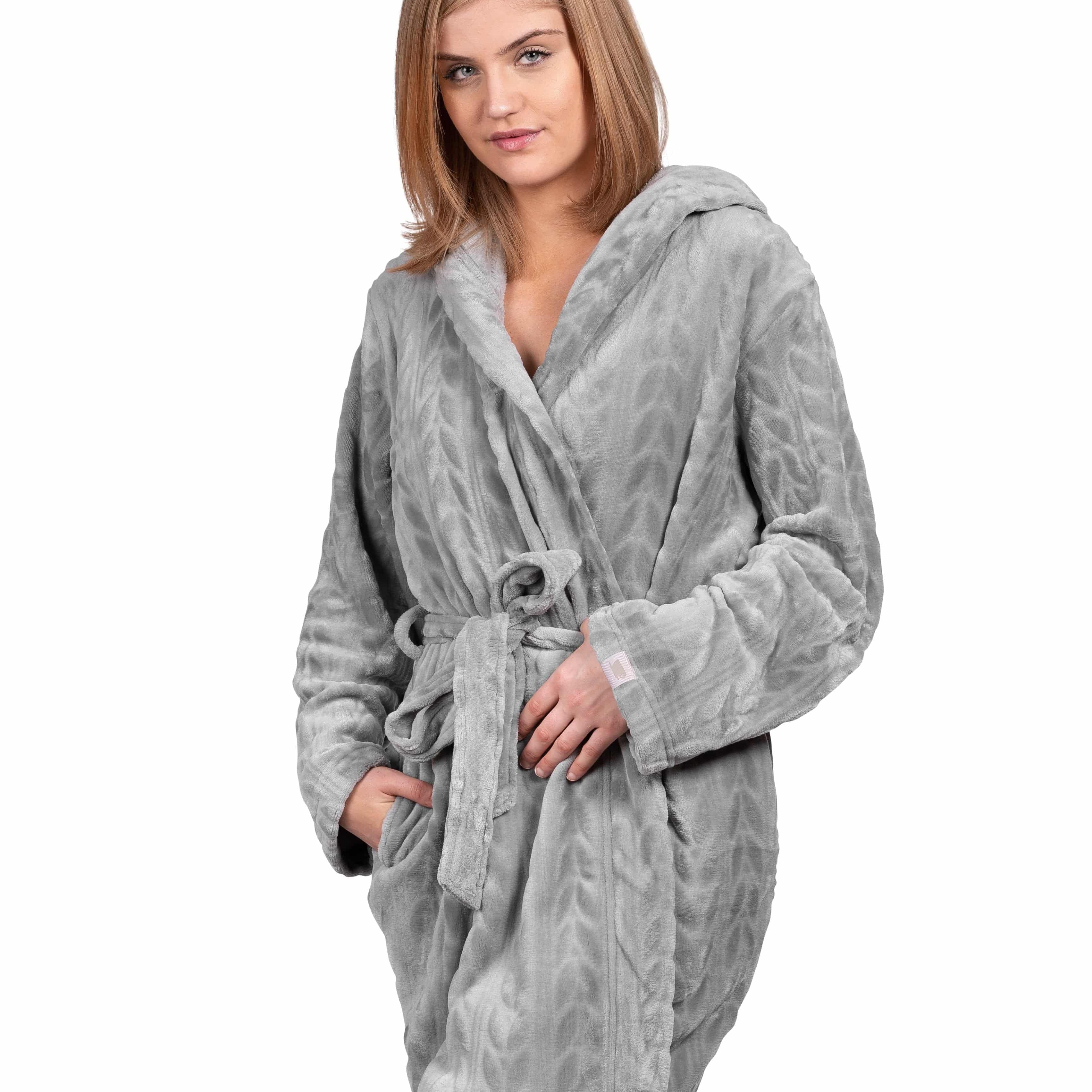 Spa-Day Hooded Plush Robe - Wild Dove - LATTELOVE Co.