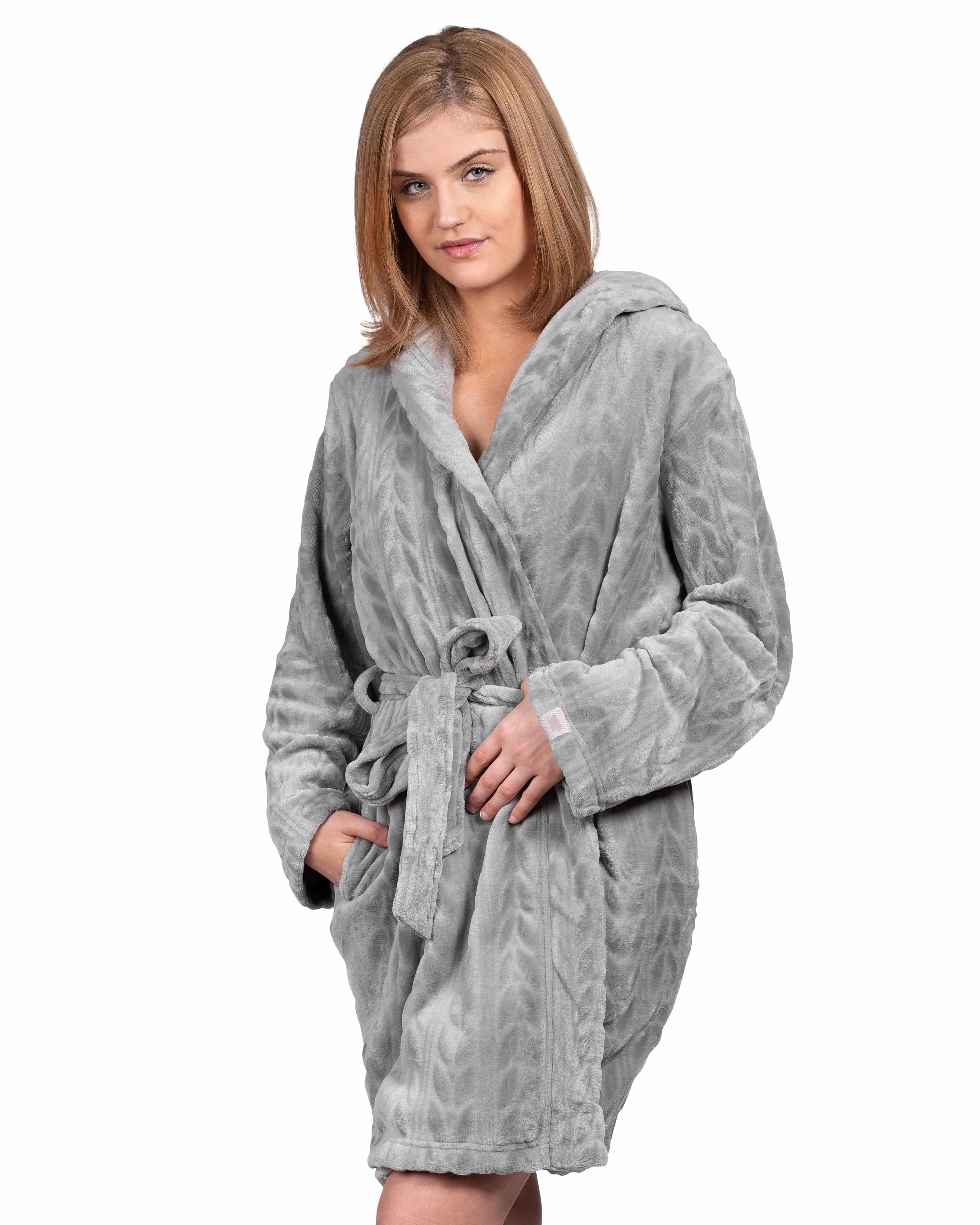 Spa-Day Hooded Plush Robe - Wild Dove - LATTELOVE Co.