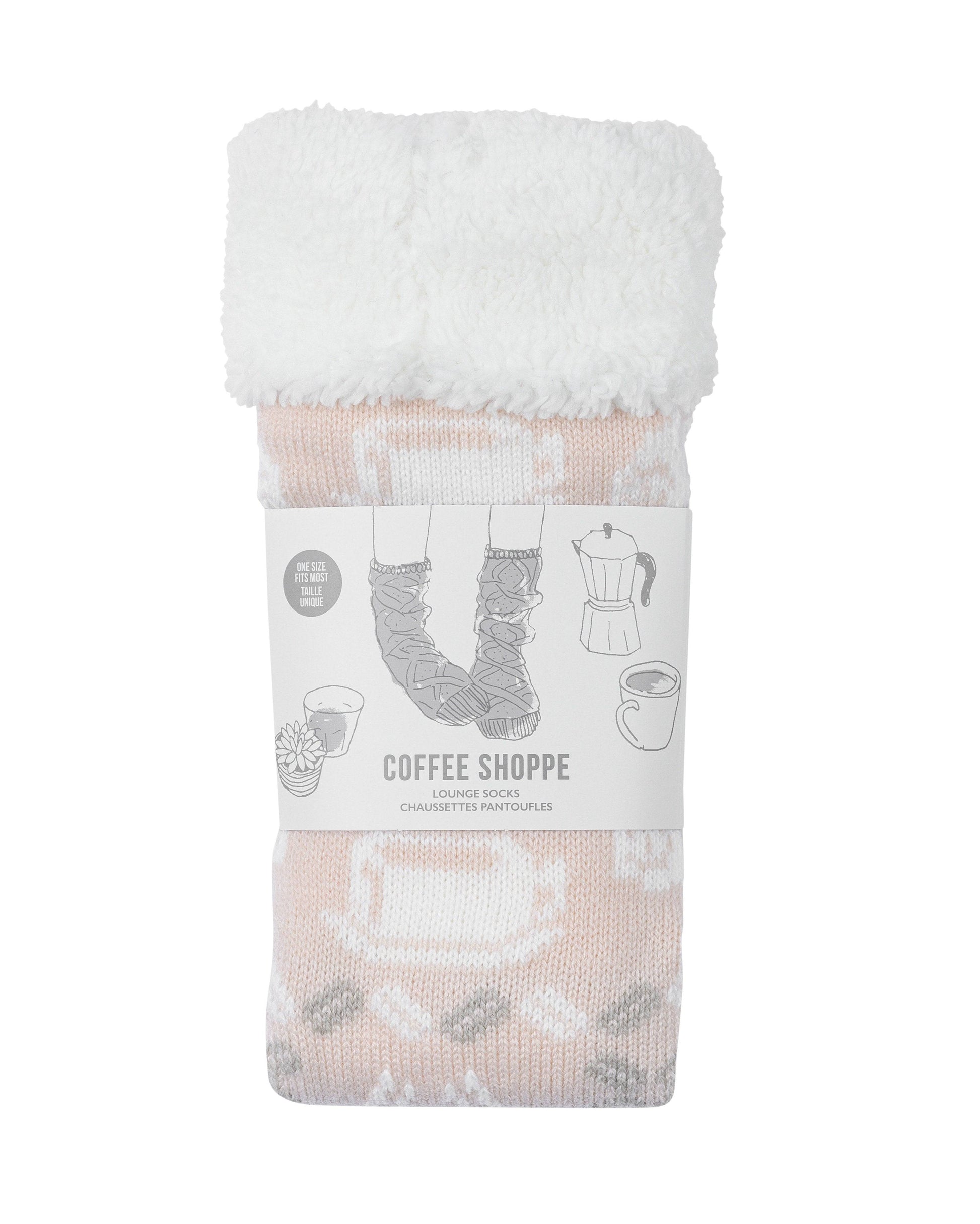 Coffee Cup Lounge Socks - Millennial Pink - LATTELOVE Co.