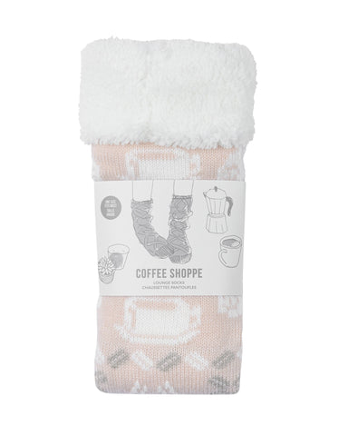 Coffee Cup Lounge Socks - Millennial Pink - LATTELOVE Co.