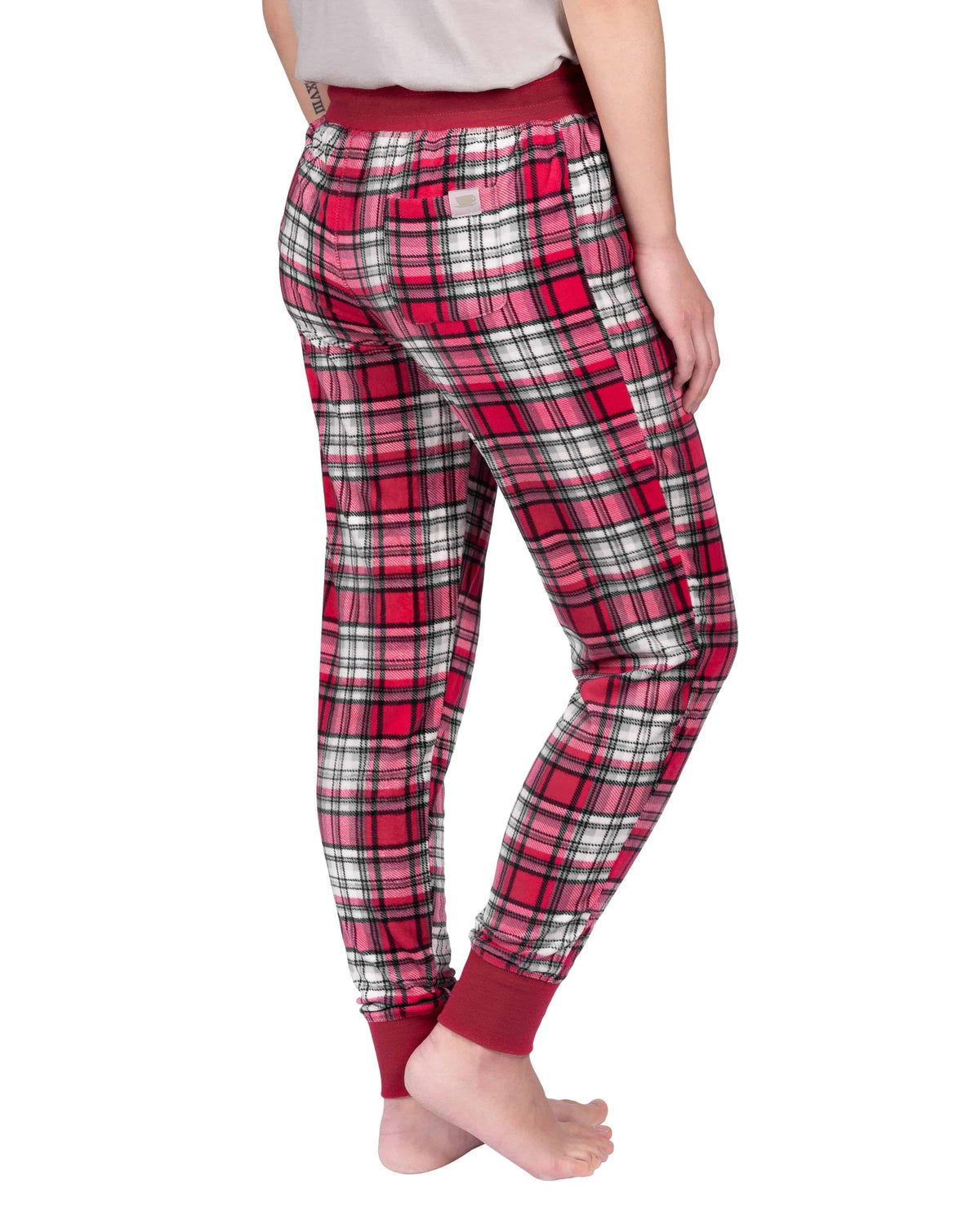 Stay-At-Home Lounge Jogger - Deep Red Tartan Plaid - LATTELOVE Co.