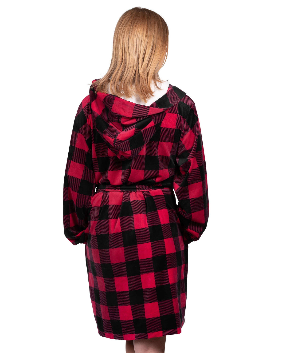 Stay-At-Home Lounge Robe - Deep Red Buffalo Plaid - LATTELOVE Co.