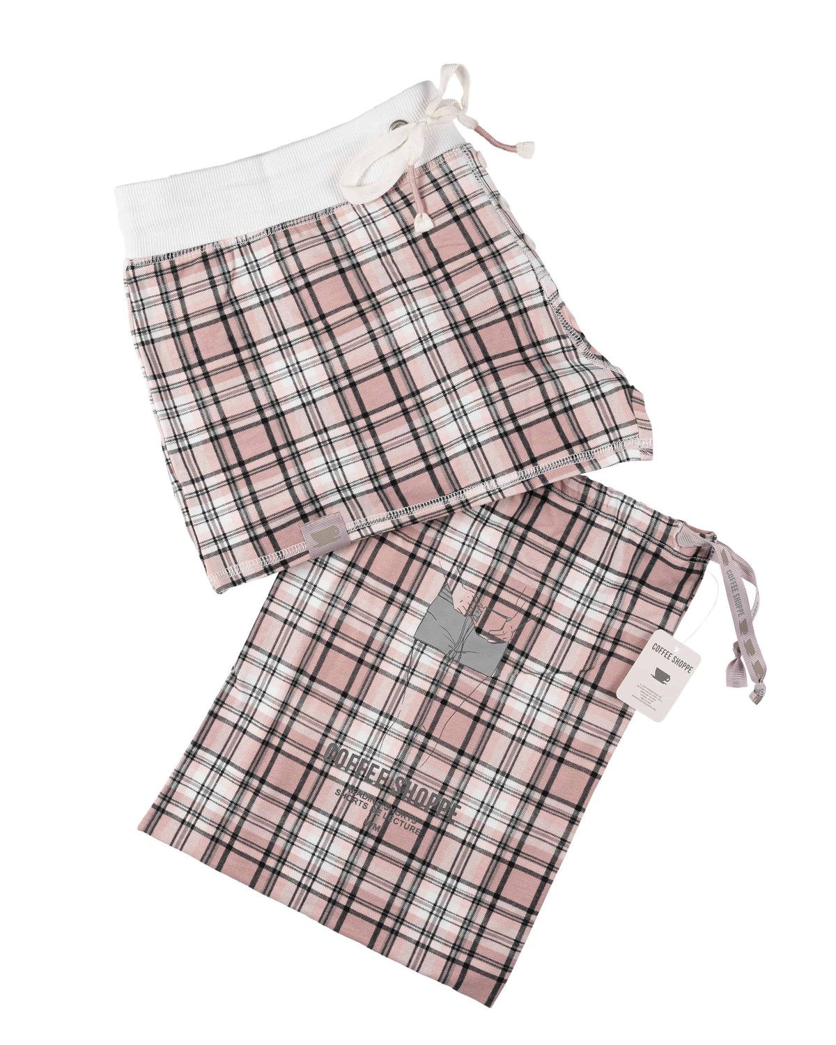 Take-Comfort Lounge Short - Millennial Pink Plaid - LATTELOVE Co.