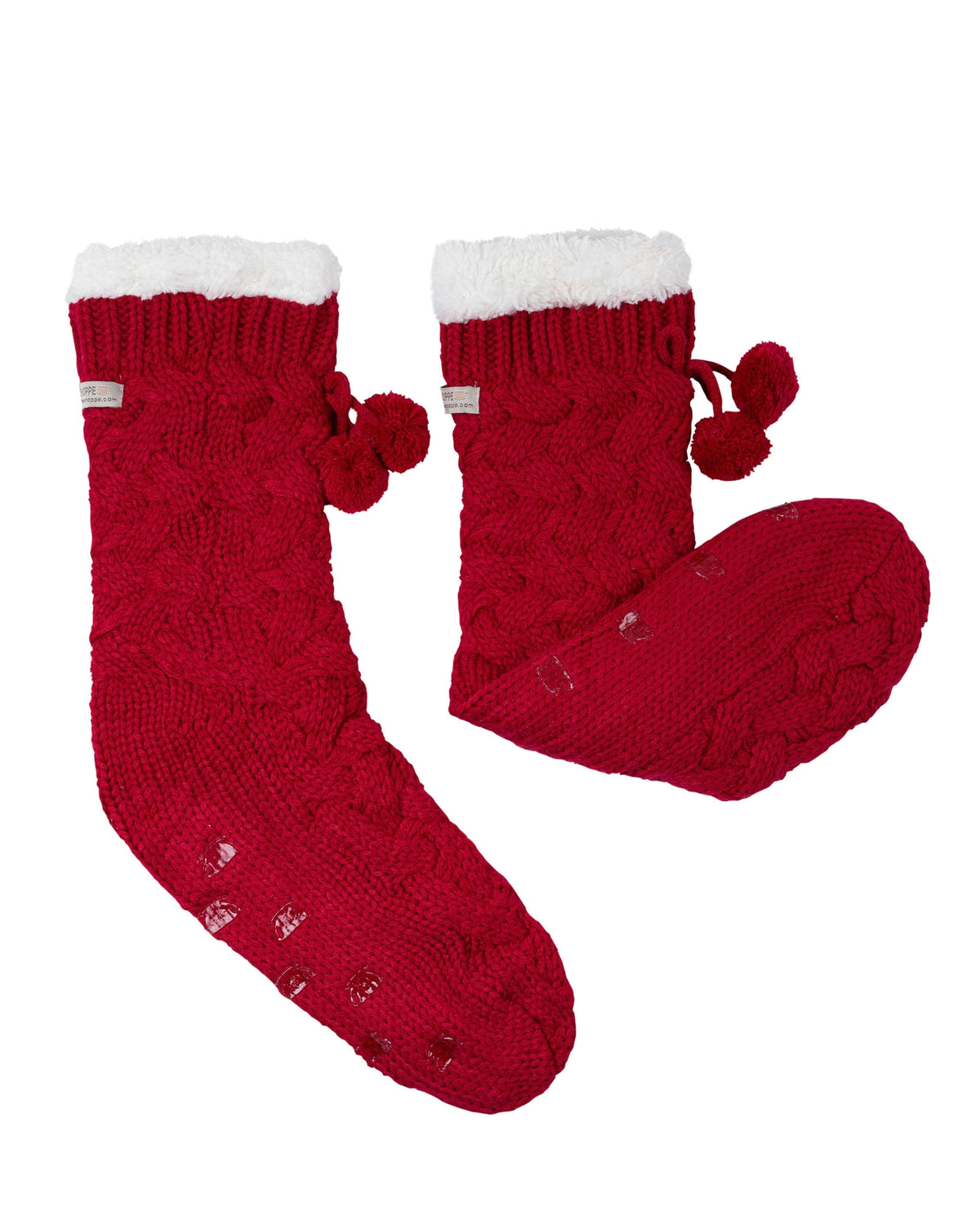 Textured Basket Weave Lounge Socks - Deep Red - LATTELOVE Co.