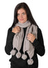 Textured Cable Knit Pom Pom Scarf - Silver Cloud - LATTELOVE Co.